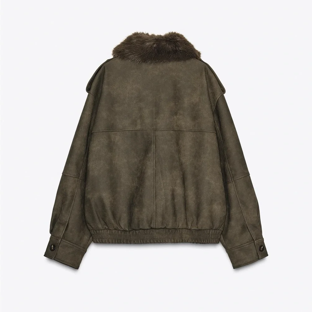 Zara women’s brown faux suede jacket size small - Picture 7 of 9